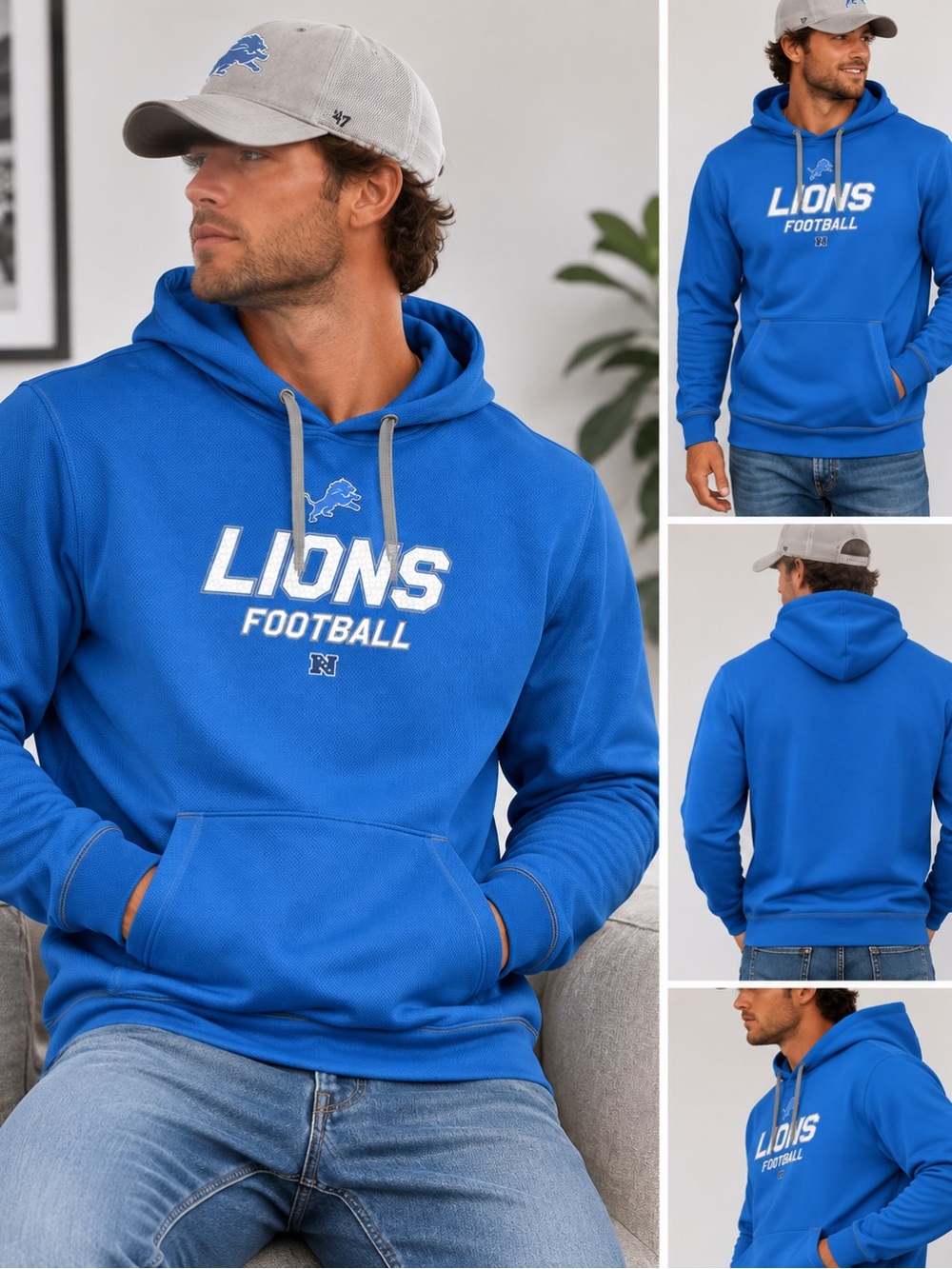 NFL Men’s Blue Lions Football Hoodie Size Large